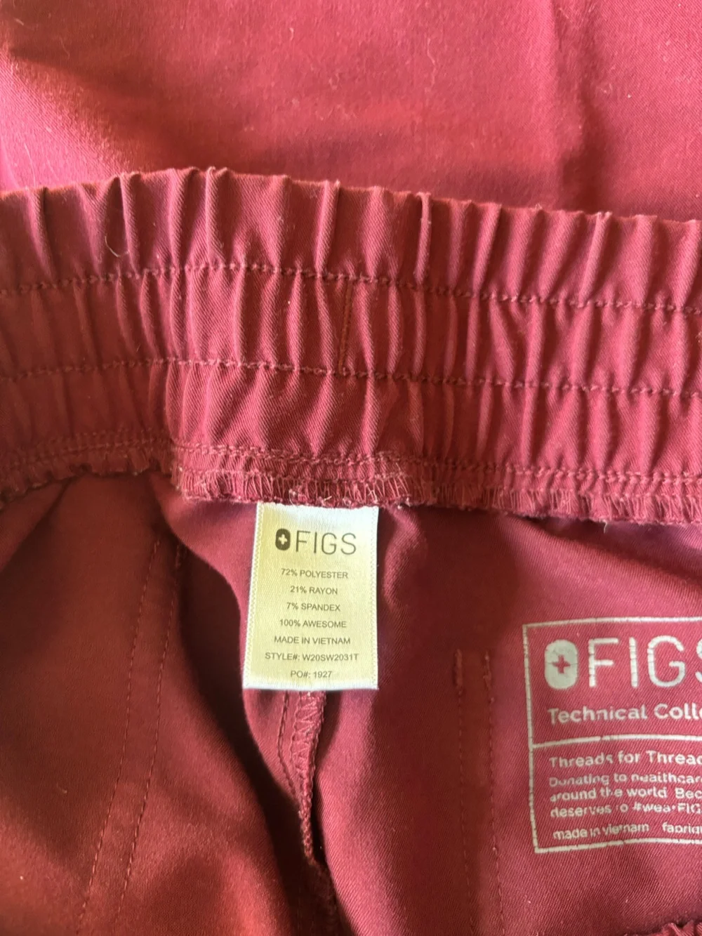Figs Women Scrub Pants in Burgundy XL Tall - Picture 8 of 8